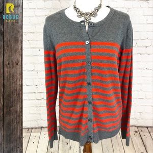 🆕☄️Red/Orange & Gray Striped Cardigan☄️